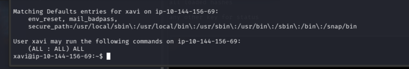 Sudo permissions granting Xavi unrestricted command execution